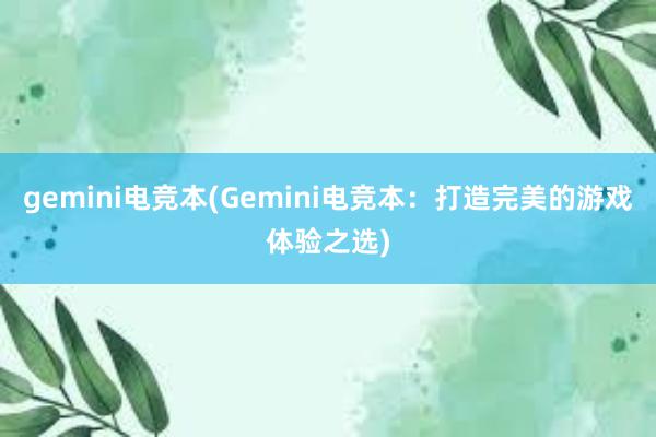 gemini电竞本(Gemini电竞本：打造完美的游戏体验之选)