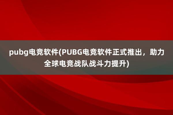 pubg电竞软件(PUBG电竞软件正式推出，助力全球电竞战队战斗力提升)