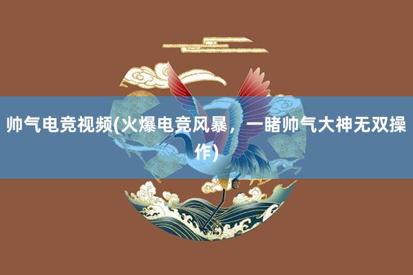 帅气电竞视频(火爆电竞风暴，一睹帅气大神无双操作)