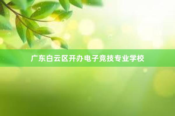 广东白云区开办电子竞技专业学校